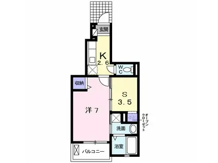 ビエント旭が丘(1SK/1階)の間取り写真