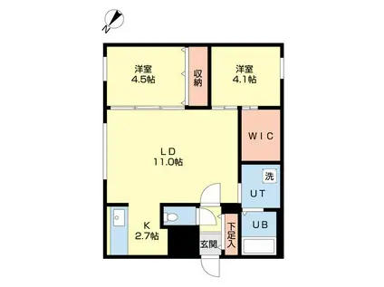 PROGRESS東区役所前(2LDK/3階)の間取り写真