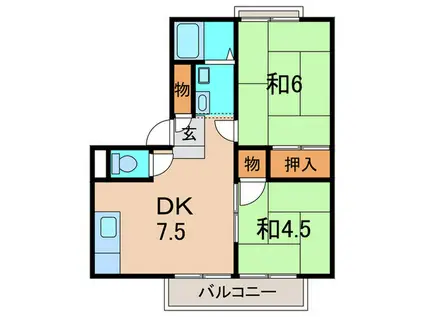 長澤ハイツ A(2DK/2階)の間取り写真