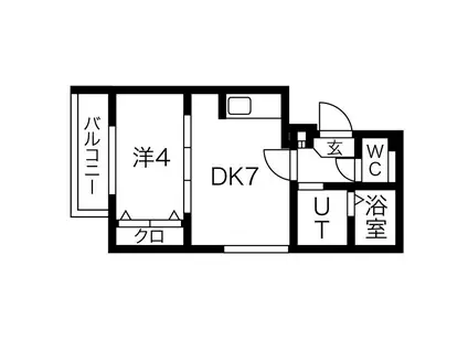 RAFFINE N20ウエスト(1DK/3階)の間取り写真
