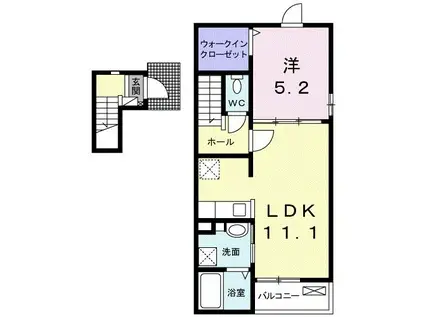 ヴェルテス弐番館(1LDK/2階)の間取り写真