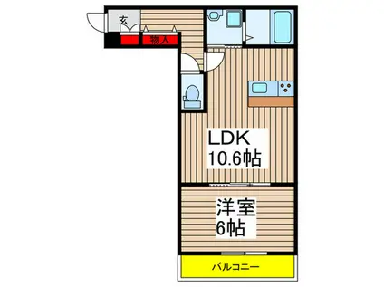 CARO志木(1LDK/1階)の間取り写真