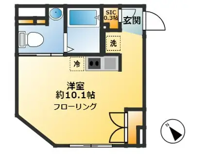 アーバンキューブ三鷹(ワンルーム/1階)の間取り写真