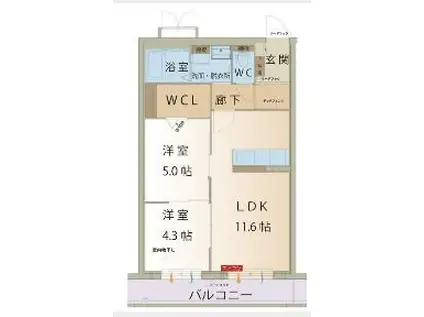 BLOOM(2LDK/2階)の間取り写真