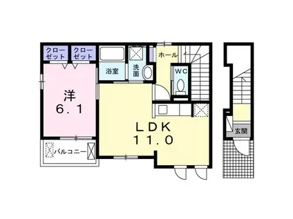 ブリーズ揖保川(1LDK/2階)の間取り写真