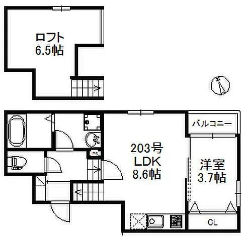 モアメゾン中央公園前(1LDK/2階)の間取り写真