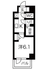 スプランディッド天王寺パークサイド(1K/12階)の間取り写真
