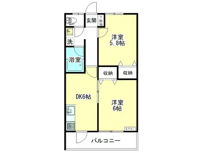 KAYコーポIII(2DK/2階)の間取り写真