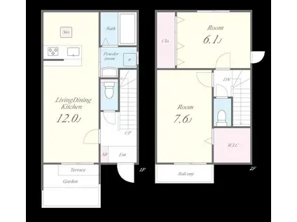 エスペランス 信(2LDK/1階)の間取り写真