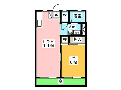 ジュビリオB(1LDK/1階)の間取り写真