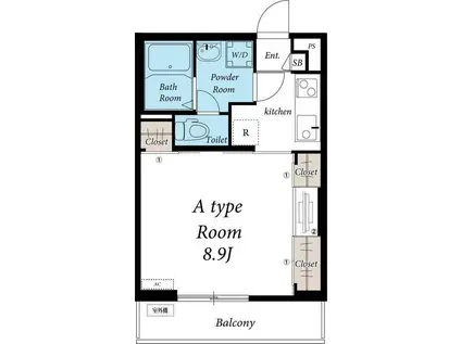 リブリ・絹(1K/2階)の間取り写真