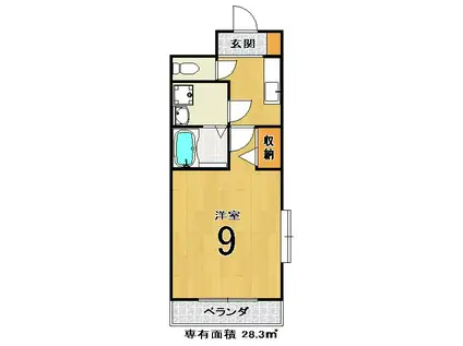 メゾン・グローリー(1K/4階)の間取り写真