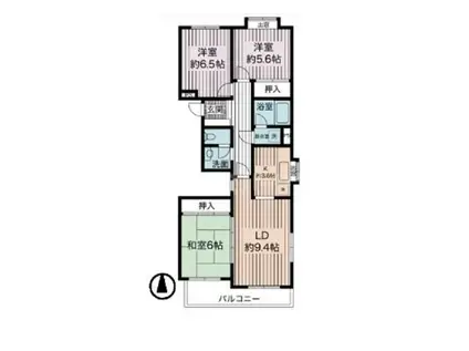 ホワイトヴィラ大宮(3LDK/2階)の間取り写真