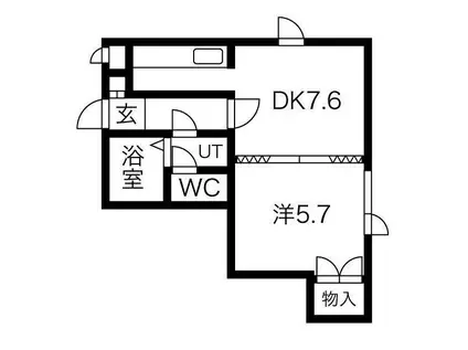 プラザ・スズ札幌II(1DK/2階)の間取り写真