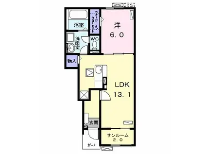 ヴィオレッタ(1LDK/1階)の間取り写真