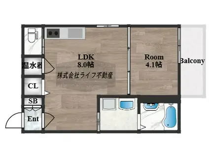 F ASECIA LEAND(1LDK/3階)の間取り写真