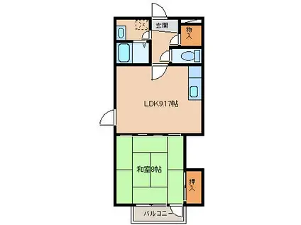 ウインドタウン八尾(1LDK/2階)の間取り写真