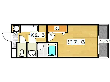 プラス・ドゥ・ルポ(1K/2階)の間取り写真