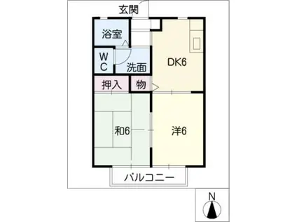 コーポみつ C(2DK/2階)の間取り写真