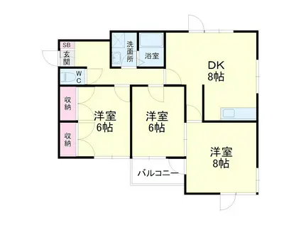 REGART佐鳴台(3DK/2階)の間取り写真