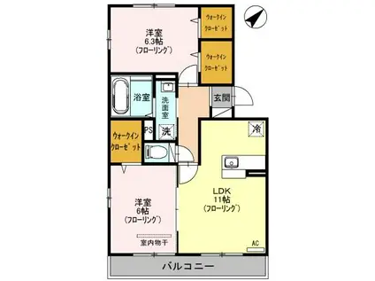 エスベランサ B(2LDK/2階)の間取り写真