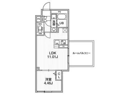 オルタナ早稲田(1DK/4階)の間取り写真
