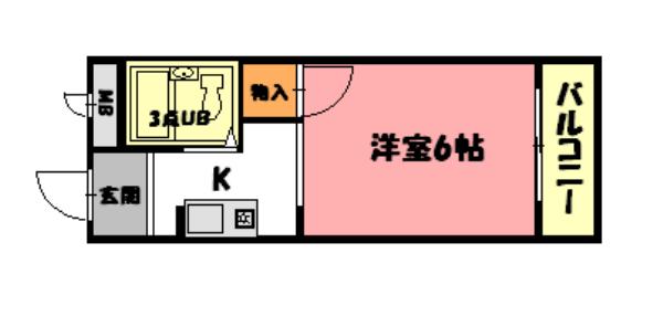 シャンポール藤井(1K/1階)の間取り写真