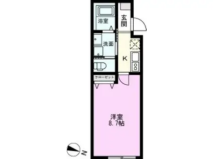 キャメル南越谷2(1K/2階)の間取り写真