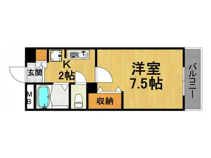 クレール宝塚2(1K/2階)の間取り写真