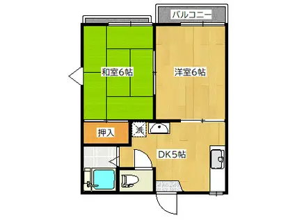 曽谷シティコーポ(2DK/2階)の間取り写真