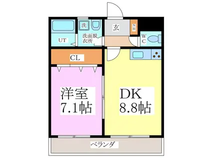 ソシエ フラッツ(1DK/2階)の間取り写真