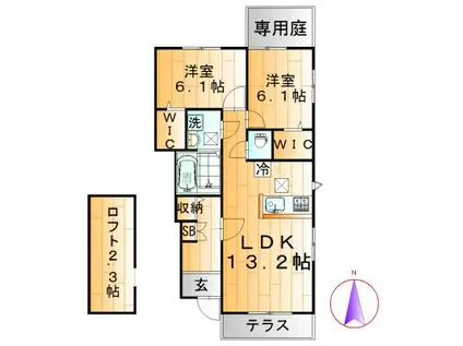 アリエッタ(2LDK/1階)の間取り写真