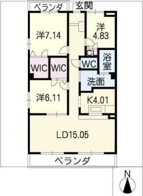 ハイツ南(3LDK/5階)の間取り写真