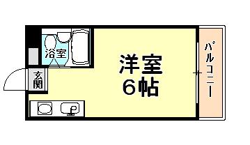 ネオダイキョー芦屋(1K/3階)の間取り写真