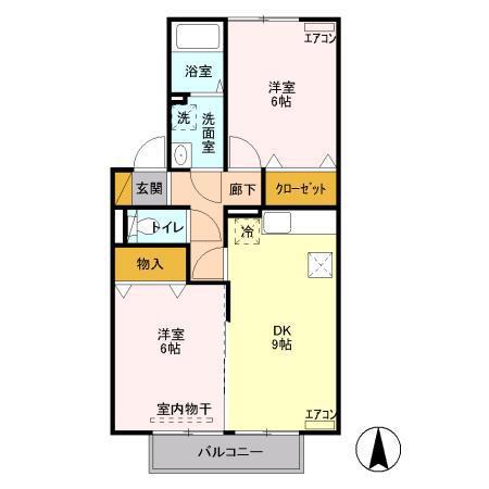 藤ノ木ハウス(2DK/1階)の間取り写真