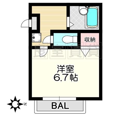 クレアコート東山B棟(1K/1階)の間取り写真