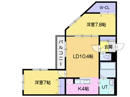 ZABO HILLS KITAHIROSHIMAーI(2LDK/1階)の間取り写真