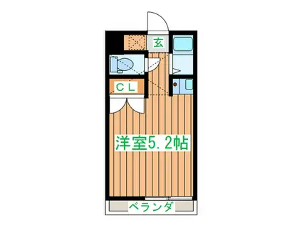 ユミハウス中倉(ワンルーム/2階)の間取り写真