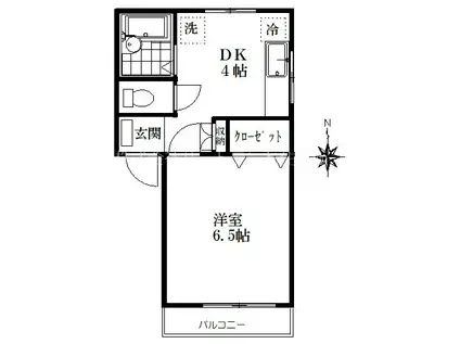 ドミール91(1DK/2階)の間取り写真