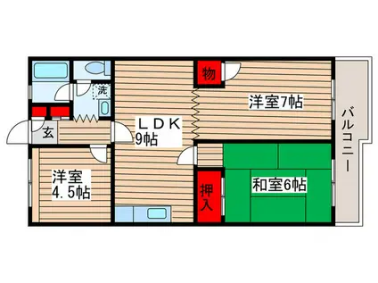 グリーンハイツ(3LDK/1階)の間取り写真