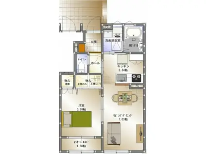 ルピナス(1LDK/1階)の間取り写真