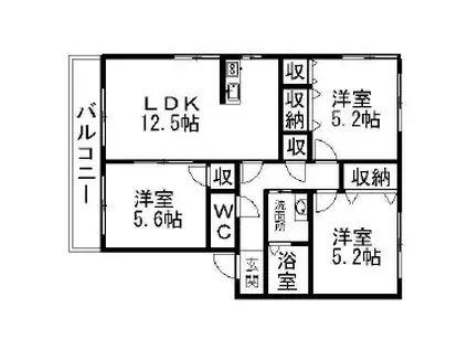 カトルセゾン(3LDK/1階)の間取り写真