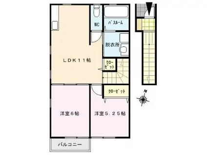 PLEIN SOLEIL (2LDK/2階)の間取り写真