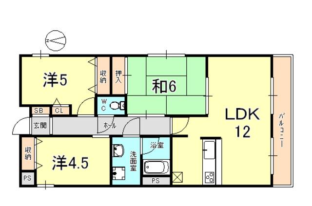 キャロル御影(3LDK/2階)の間取り写真