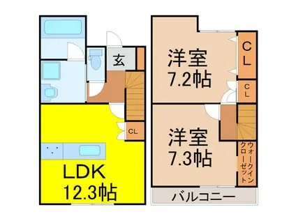 アプトルーナ川名(2LDK/1階)の間取り写真