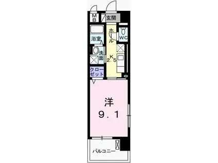 グレイスフル・K(1K/4階)の間取り写真