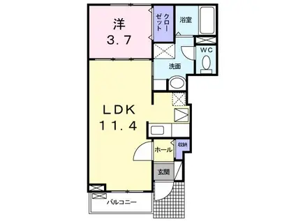 メゾン・ド・プチ・フルールII(1LDK/1階)の間取り写真
