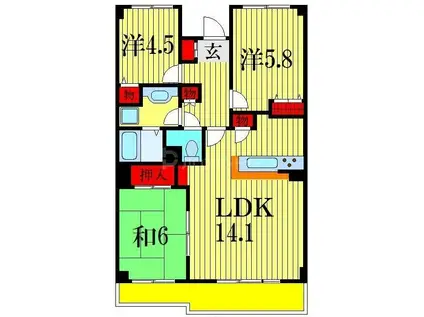 TSGARDEN西船橋(3LDK/6階)の間取り写真