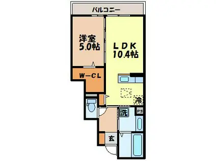 クレイン深堀(1LDK/1階)の間取り写真