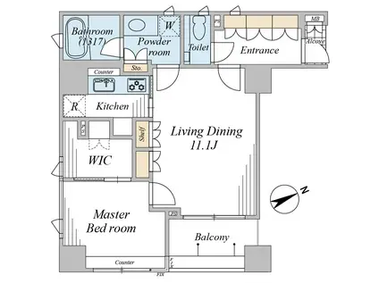 アクシア広尾(1LDK/4階)の間取り写真